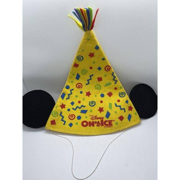 Disney On Ice Mickey Ears Party Hat Felt Yellow Birthday - Picture 1 of 5